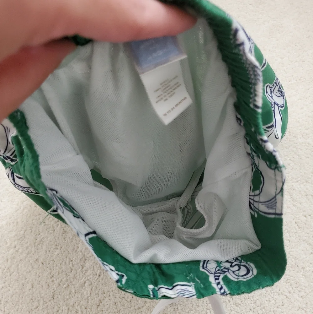 Janie and Jack Boys Swim Trunks Green Anchor Print sz18-24m
